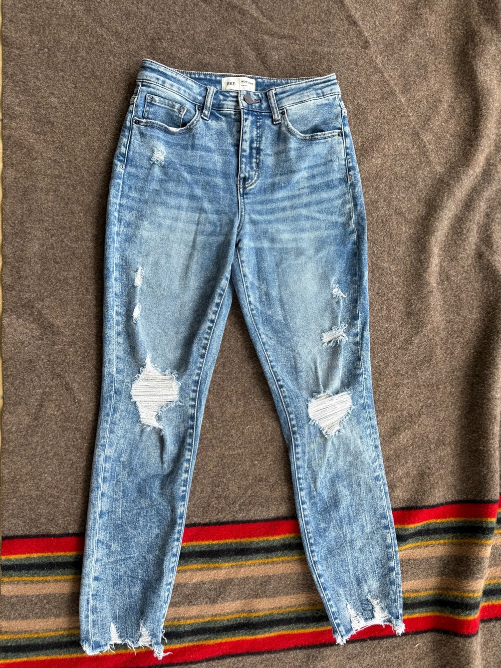 BKE Light Blue Distressed Skinny Jeans